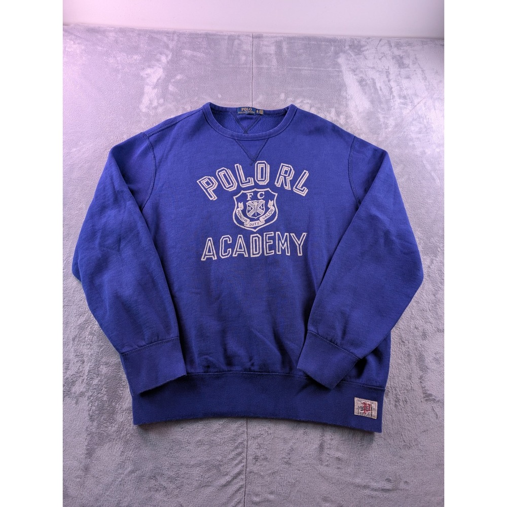 Polo Ralph Lauren Mens XL Blue Polo RL Academy Graphic Fleece Sweatshirt